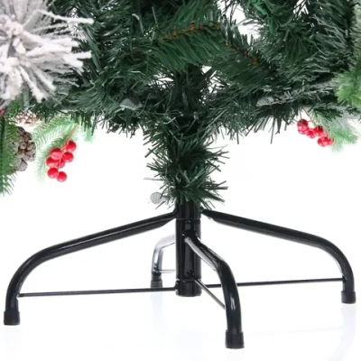 Елка «Грация» 120 см, ПВХ, леска, резина с белым напылением (шишки и ягоды), 337 веток