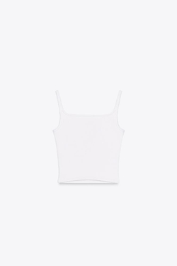 ZARA УКОРОЧЕННЫЙ ТОП В РУБЧИК, БЕЛЫЙ