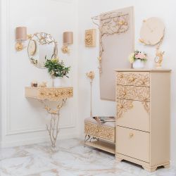 Вешалка настенная Терра (без зеркала) Айвори мраморное золото