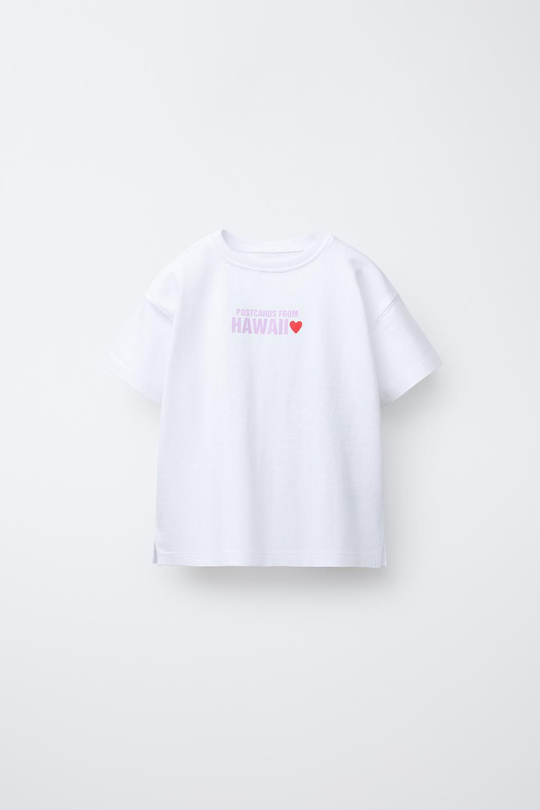 ZARA ФУТБОЛКА С ПРИНТОМ «ПЛЯЖ», БЕЛЫЙ