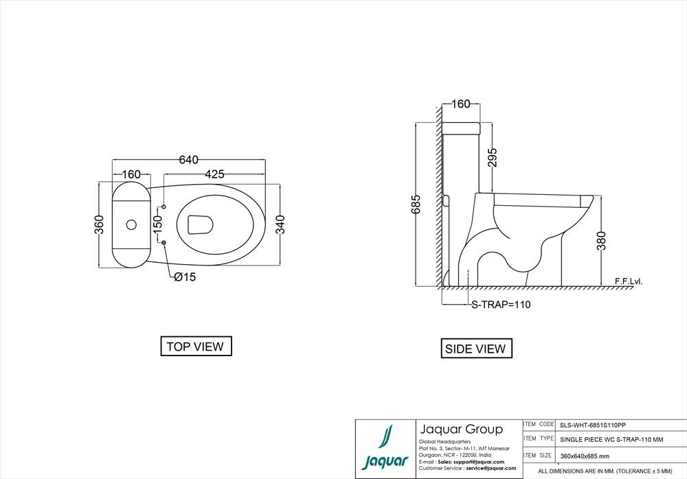 Унитаз моноблок SLS-WHT-6851S110PP