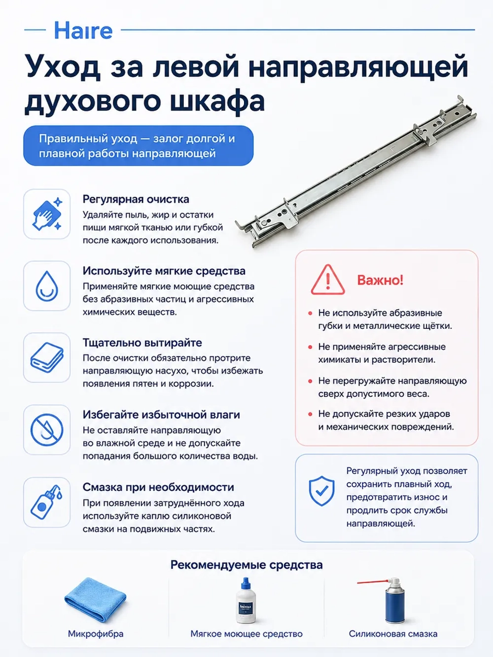 Правая направляющая для духового шкафа 0530052844