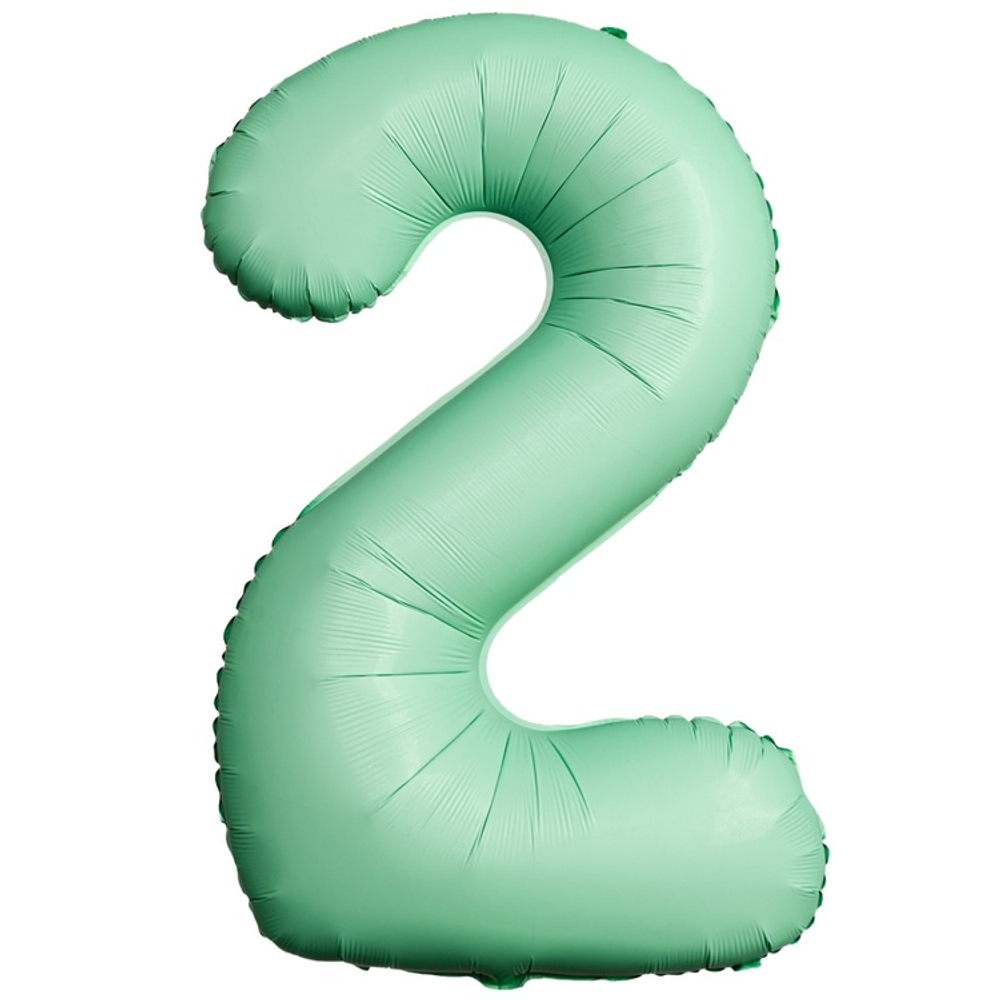 Шар фольгированный Цифра 2 101 см (Мятный)