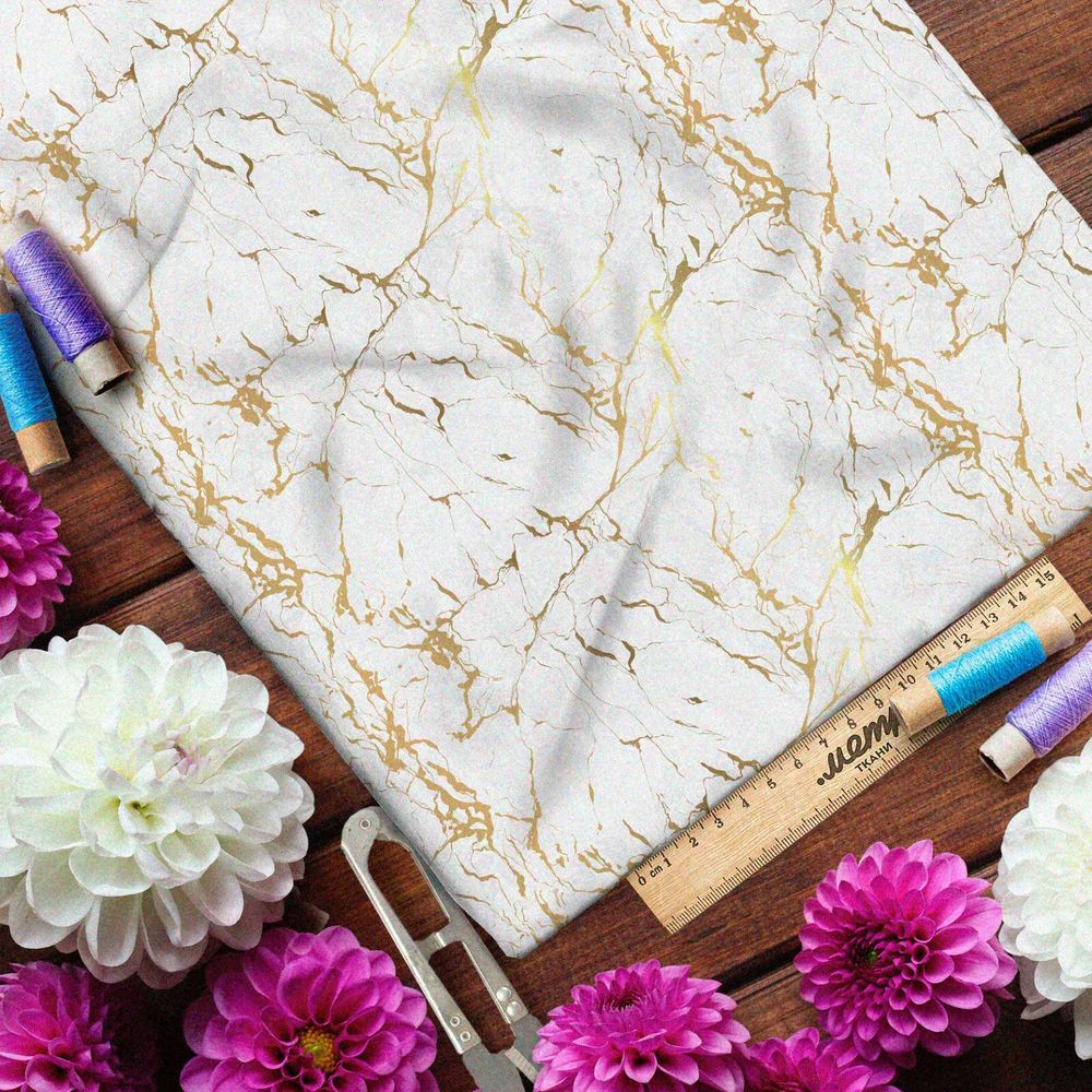 Ткань атлас золотистый мрамор