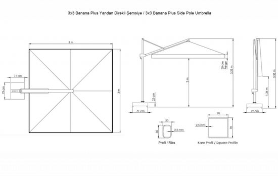 Зонт профессиональный Banana Plus 3000 Турция