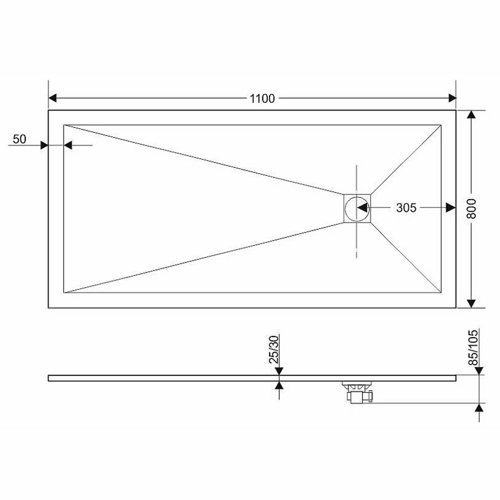 Душевой поддон из искусственного камня Grossman Strong 80x110 GR-S280110Q Графит