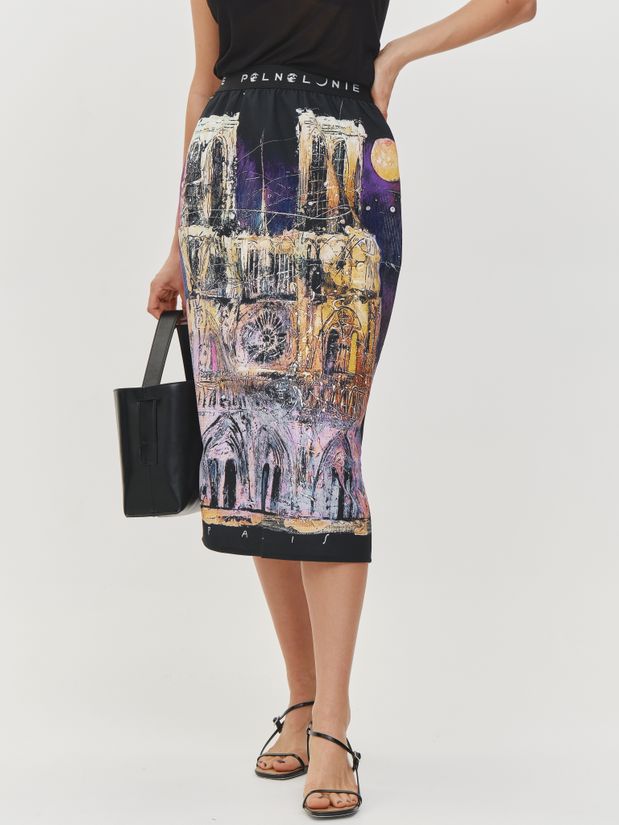Юбка миди с принтом "ПАРИЖ"