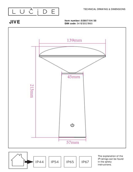 Уличный светодиодный светильник Lucide Jive 02807/04/30