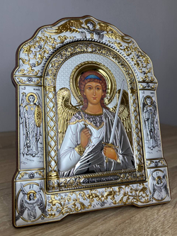 Ангел Хранитель, икона арочная с рамкой, красное дерево 206х270
