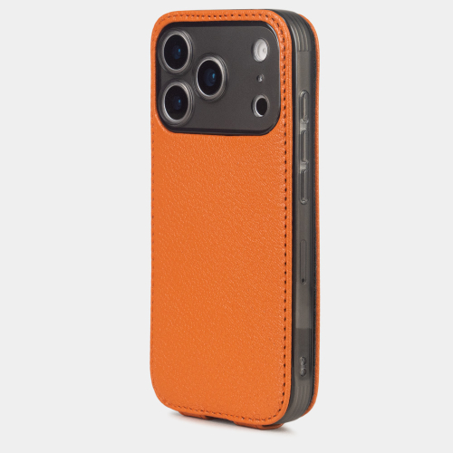 Чехол для iPhone 17 Pro - кожа козы, оранжевый