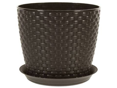 Кашпо Ротанг 1л с поддоном (коричневый ротанг)