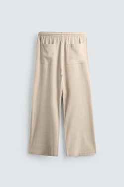 ZARA БРЮКИ RELAXED FIT В КЛЕТКУ, СВЕТЛО-БЕЖЕВЫЙ