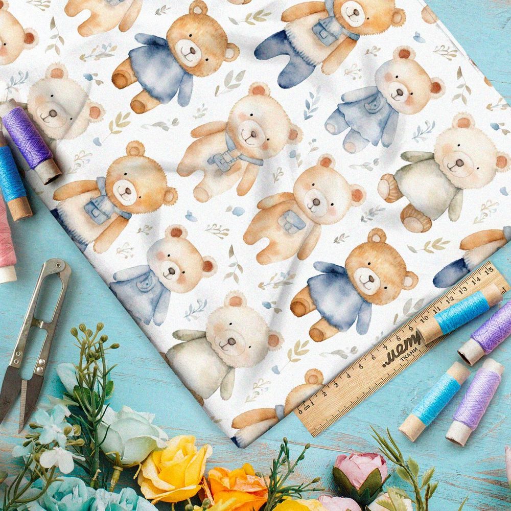 Ткань премиум дюспо семья игрушечных медведей