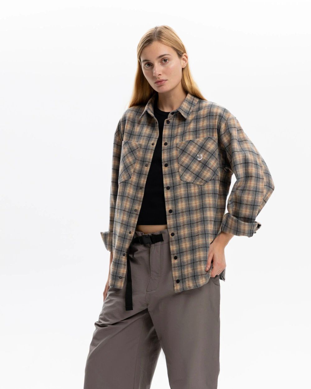 Рубашка Outerkit Timber серый/бежевый