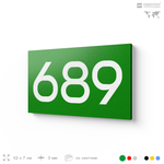 Номер на дверь 689, табличка на дверь для офиса, квартиры, кабинета, аудитории, склада, зеленая 120х70 мм, Айдентика Технолоджи