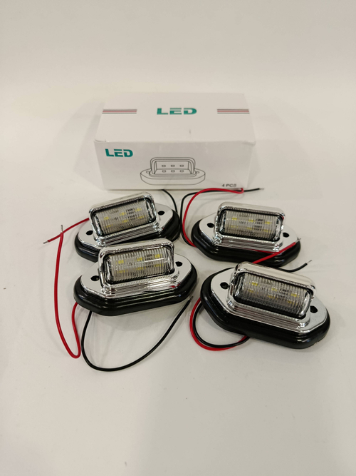 SQ-B-002 (Хром) / Комплект габаритных фонарей, белый свет, 12/24 вольт, 4шт/комплект