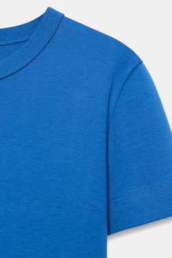 ZARA ФУТБОЛКА INTERLOCK С КОРОТКИМ РУКАВОМ, СИНИЙ ЭЛЕКТРИК