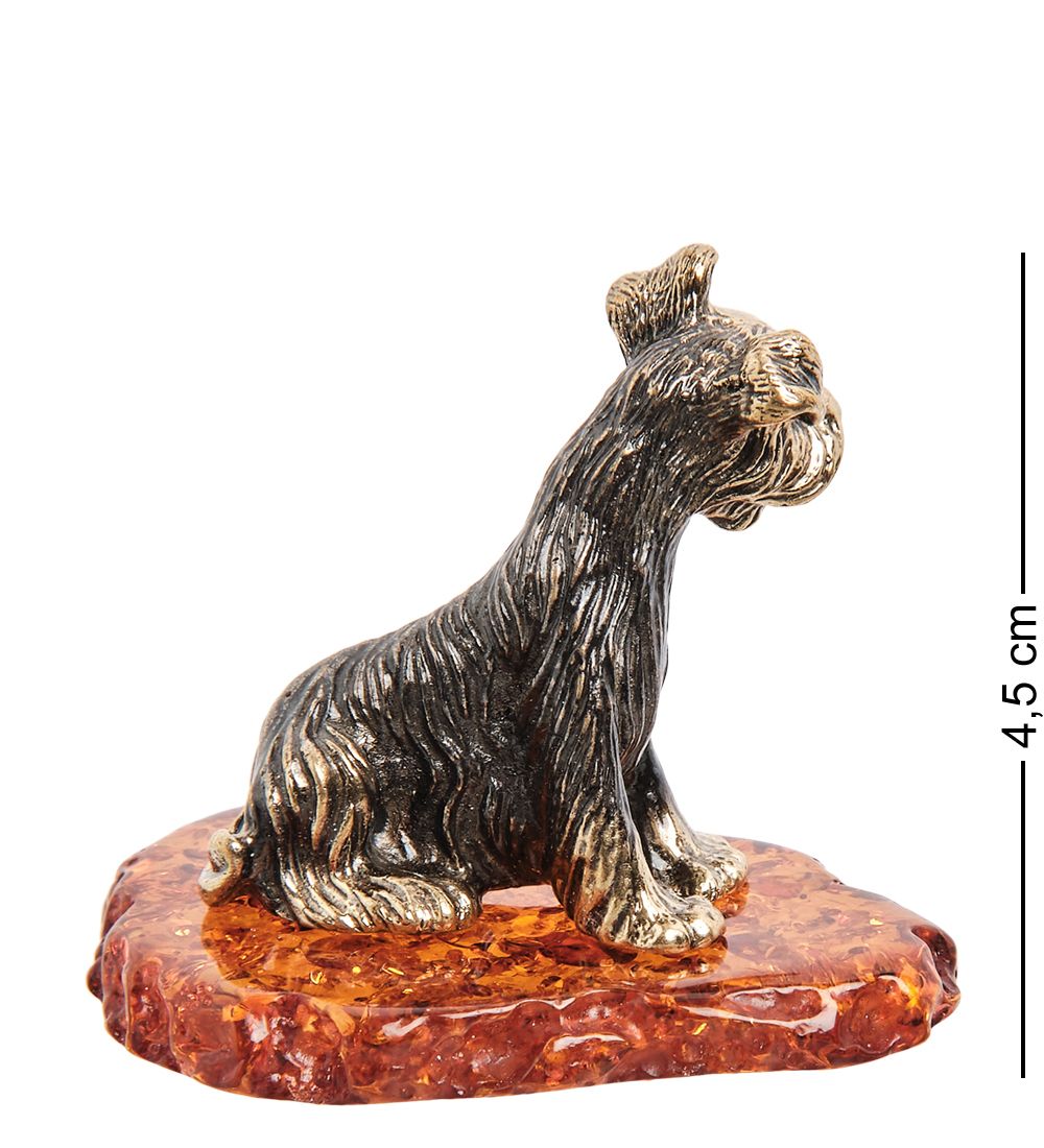 Народные промыслы AM-1322 Фигурка «Шнауцер» (латунь, янтарь)