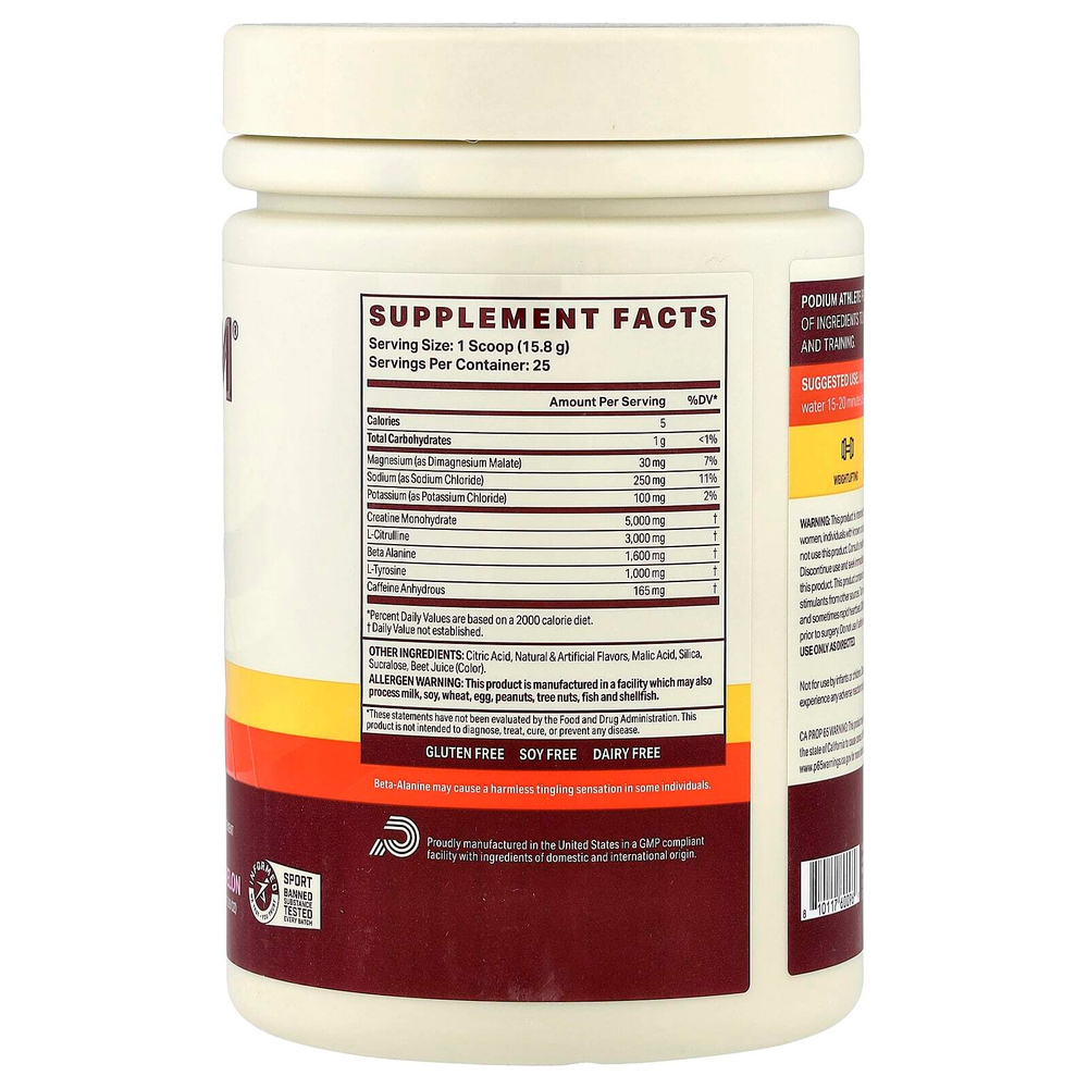 Podium Nutrition, Athlete, предтренировочный комплекс, с кислым арбузом, 395 г (13,93 унции)