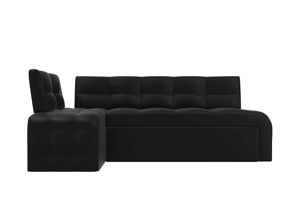 Диван кухонный угловой Люксор левый угол, Черный, Экокожа, 28599L