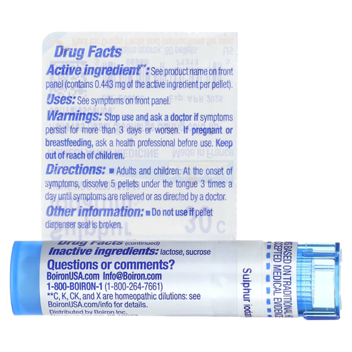 Boiron, Sulphur Iodatum, 30C, облегчение холода, прибл. 80 гранул