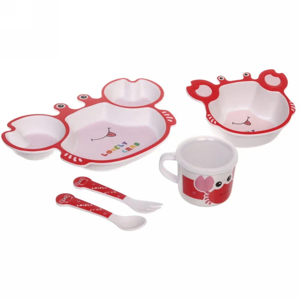 Набор детской посуды из бамбука 5 предметов «Крабик»