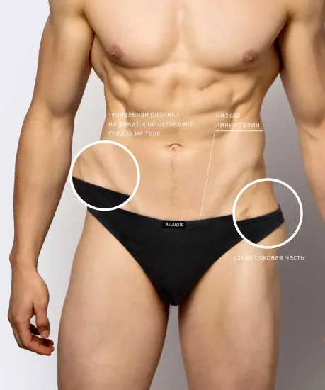 Мужские (2 шт) трусы стринги Atlantic 2BMP-253, черные