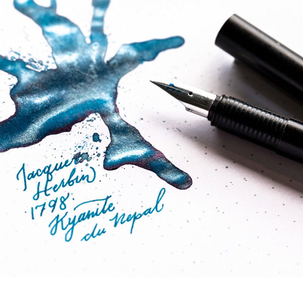 Чернила во флаконе Herbin Prestige 1798 50 мл Kyanite du Népal голубые с серебряными блестками (15513JT) 6