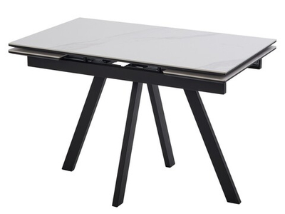 Стол НЕО-2 120 MATTE БЕЛЫЙ МРАМОР, керамика / Черный каркас, М-City