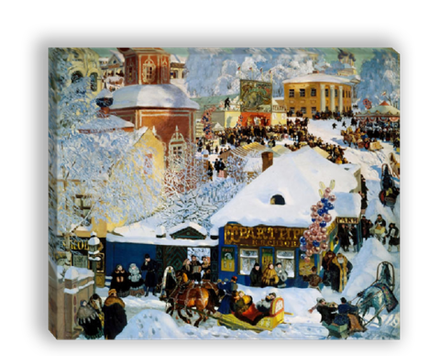 "Широкая масленица", Кустодиев Борис Михайлович, картина (репродукция)