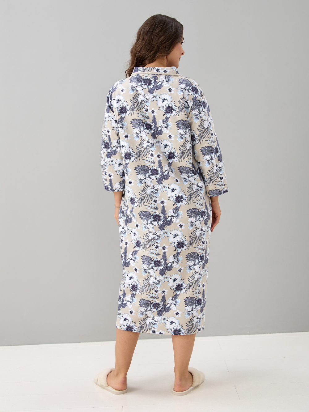 Ночная сорочка С-013/бежевый-тропическиецветы