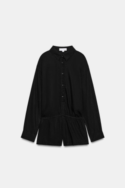 ZARA КОМБИНЕЗОН ИЗ ЛИОЦЕЛЛА, ЧЕРНЫЙ