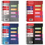 Тетрадь-блокнот 120 л., A5, 170x215 мм, BRAUBERG, линия, гребень, обложка пластиковая, 4 разделителя, "Rich", 401791, 4шт