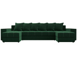 Диван П-образный Дубай полки слева, Зеленый, Велюр, 110609