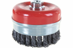 Щетка чашечная усиленная для УШМ (жгутированная стальная проволока 0,5 мм, 100 мм) MIRAX 35144-100