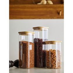 Банка для хранения квадратная Glass Bamboo, 1,9 л