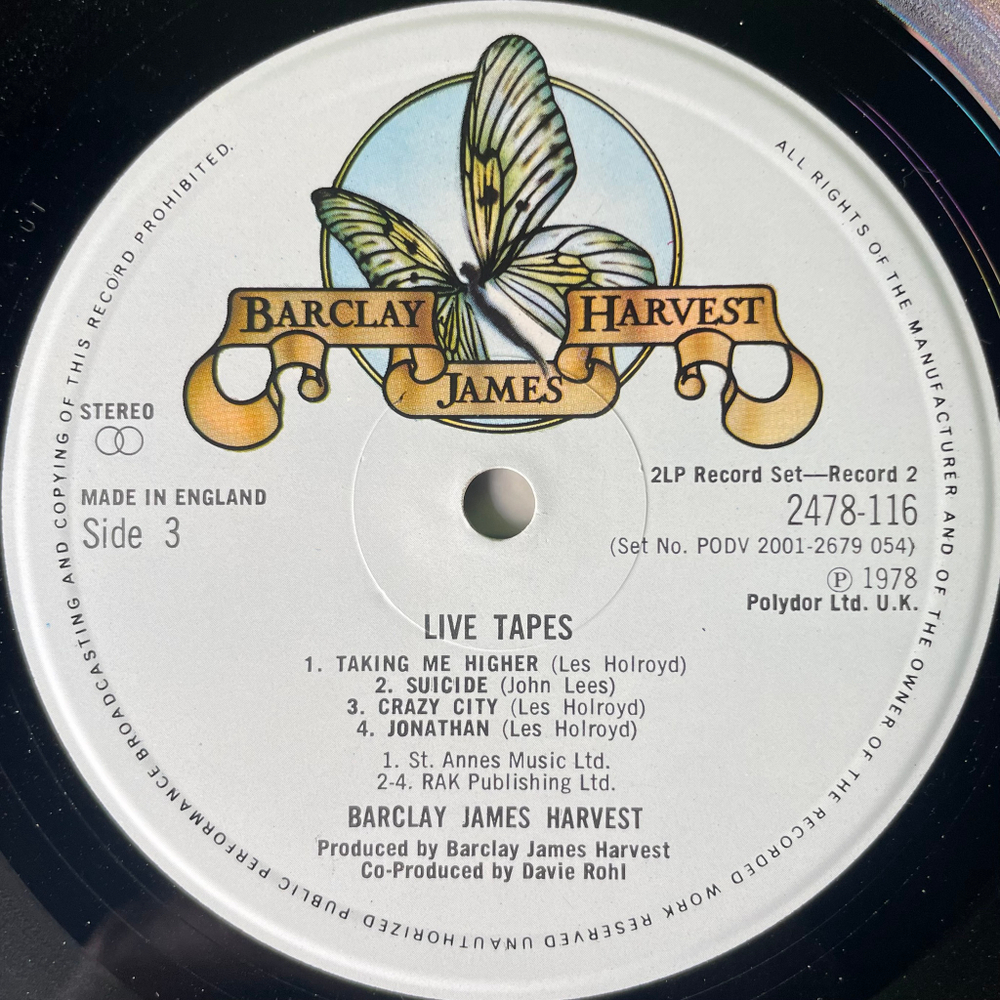 Barclay James Harvest - Live Tapes 2LP (Англия 1978г.)
