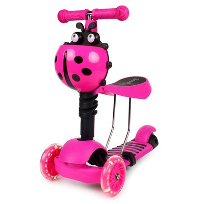 Самокат трехколесный 3в1, колеса PVC 8 см со светом, заднее колесо без света, 4 положения ручки, 3 ц