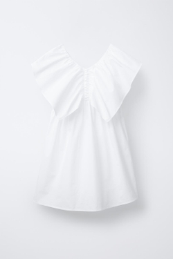 ZARA ПЛАТЬЕ С ВОЛАНАМИ, БЕЛЫЙ