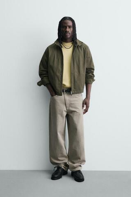 ZARA БРЮКИ RELAXED FIT С ПЕРЕКРЕСТНОЙ ЗАСТЕЖКОЙ, СВЕТЛО-СЕРЫЙ