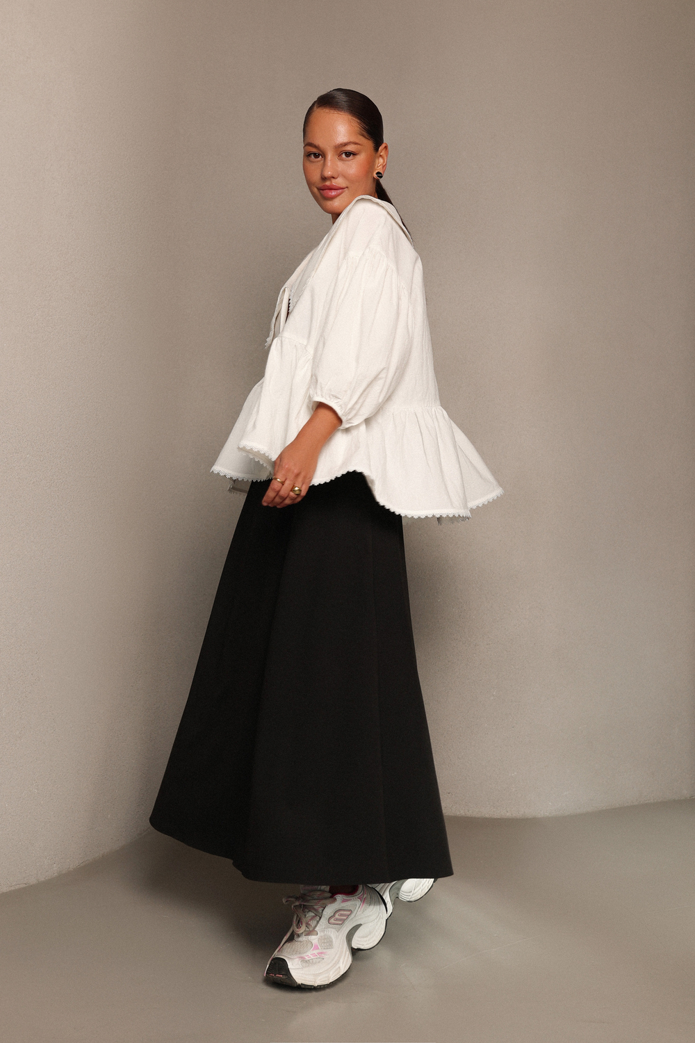 Рубашка объемная с кружевом