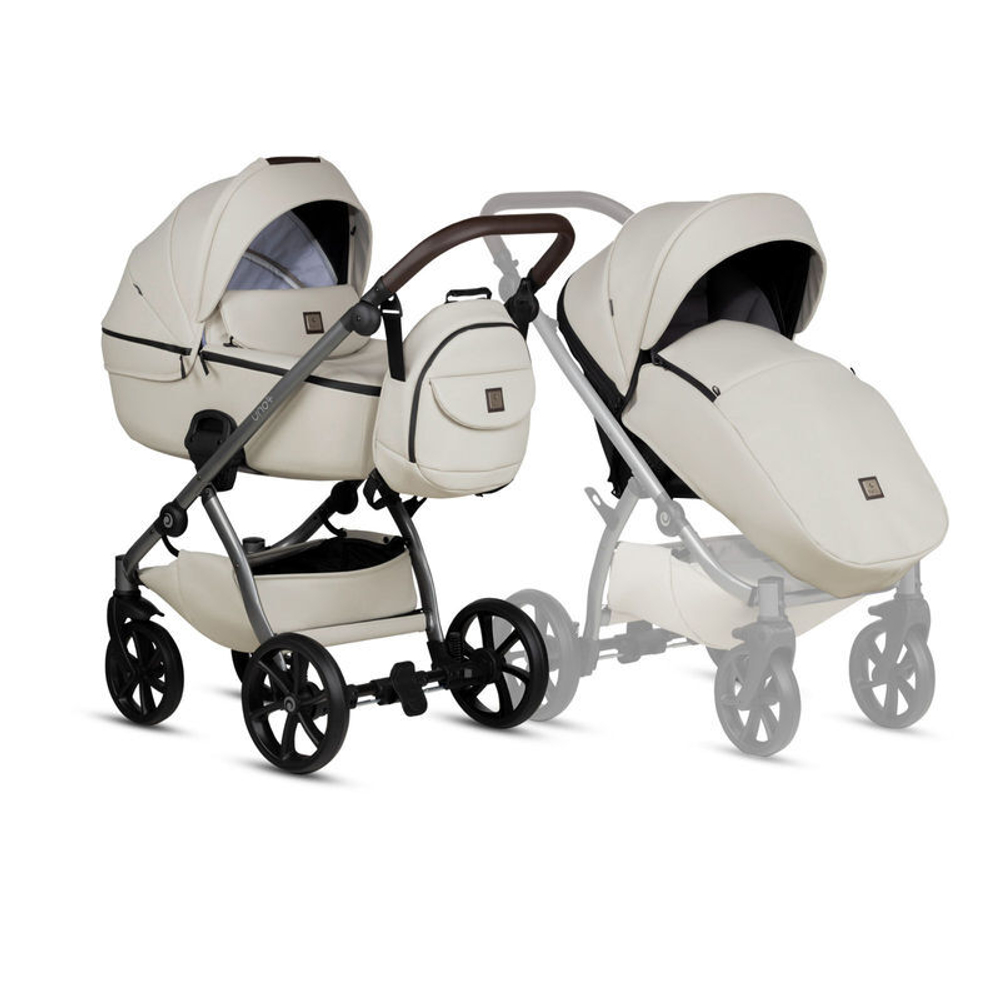 Коляска 2 в 1 Tutis Uno 5 Plus Leather collection, Black Sesame