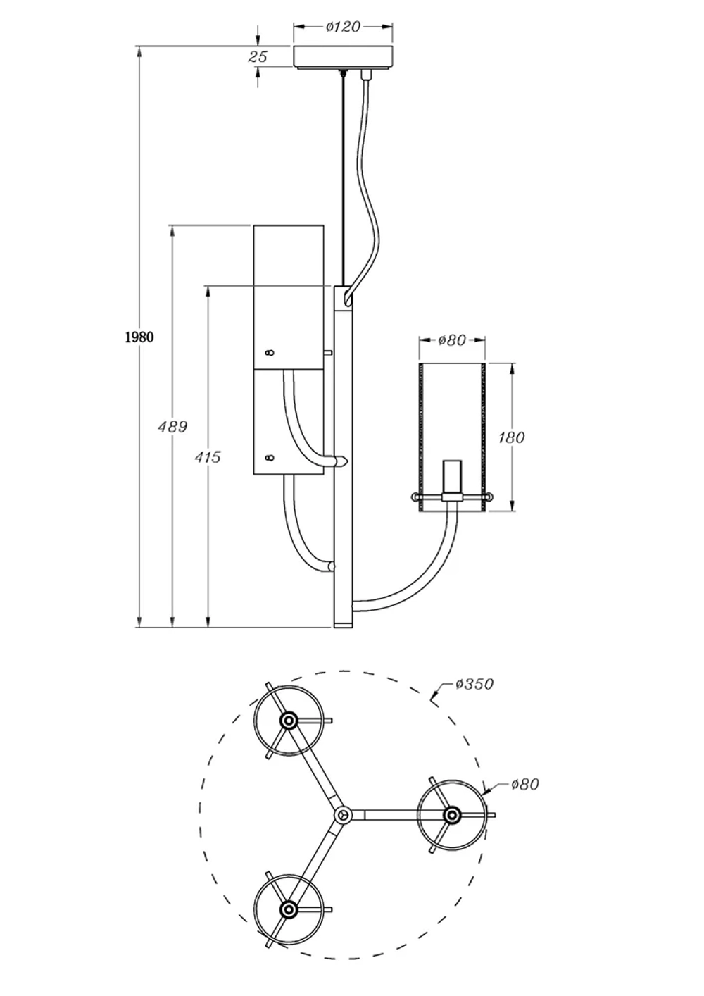 Подвесная люстра Maytoni ARCO MOD223PL-03BS