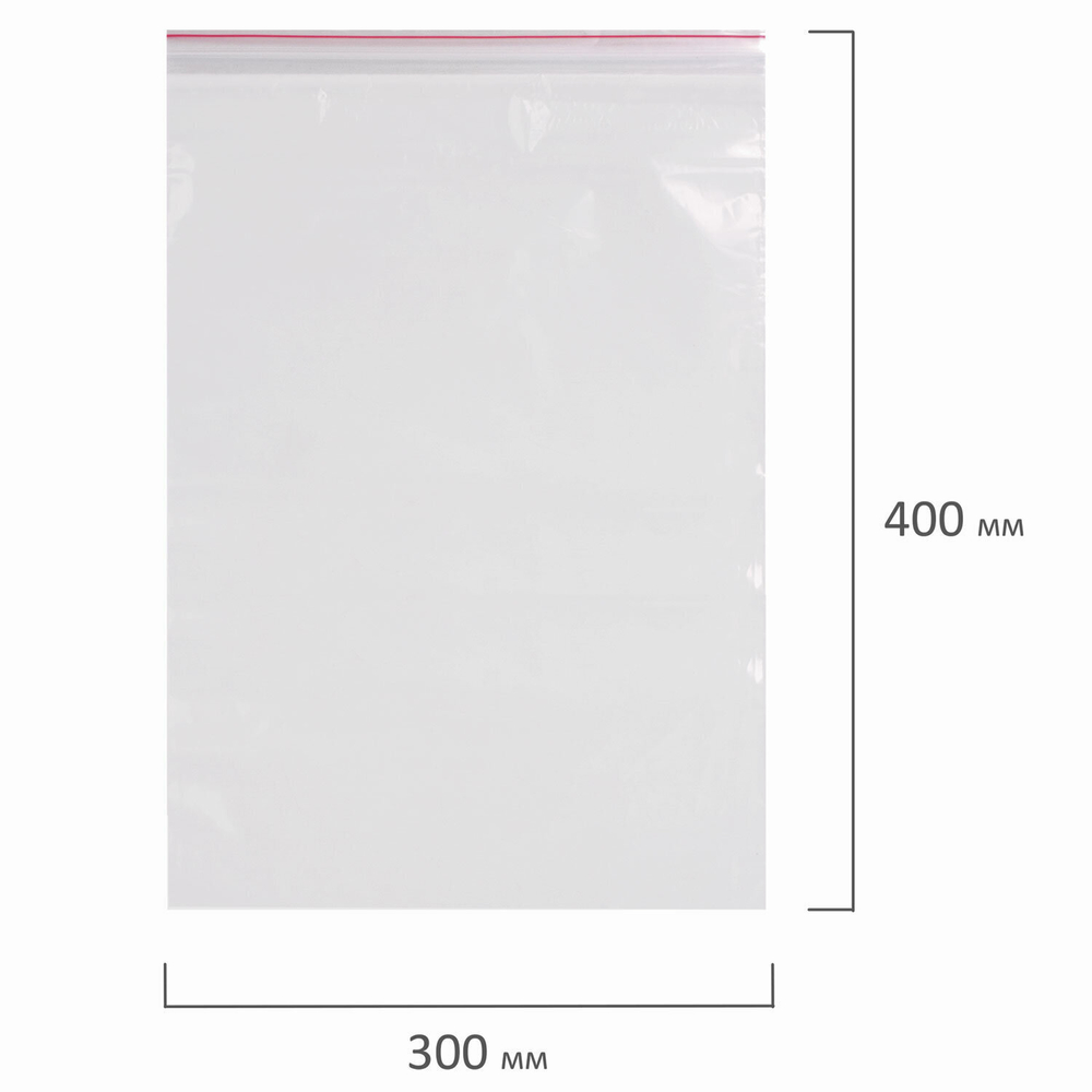 Пакеты с замком ZIP LOCK "зиплок" комплект 100 шт. 300х400 мм ПВД толщина 40 микрон BRAUBERG