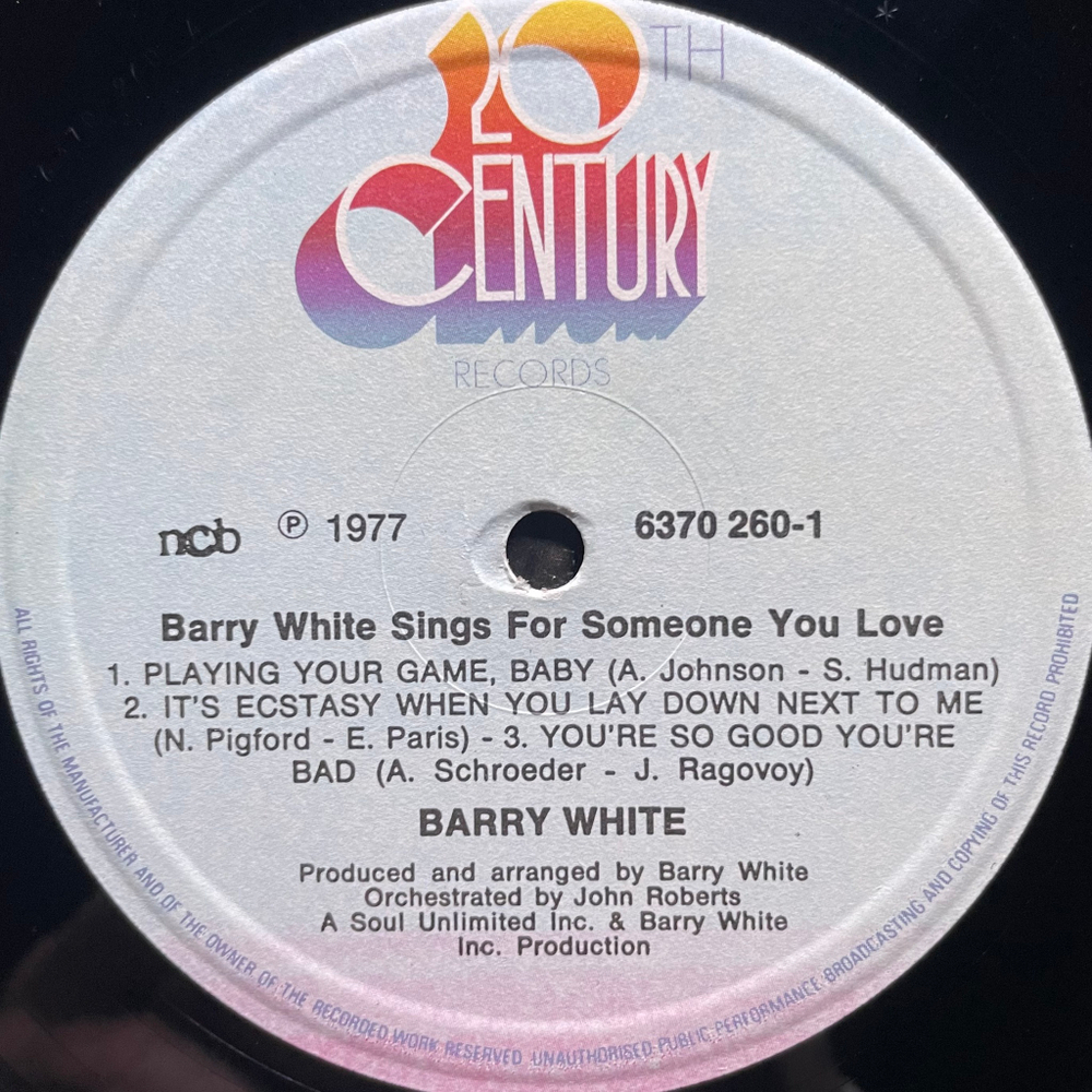 Barry White ‎– Barry White Sings For Someone You Love (Скандинавия 1977г.)