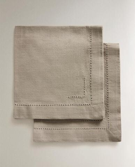 ZARA HOME НАБОР ХЛОПКОВЫХ САЛФЕТОК С МЕРЕЖКОЙ (2 ШТ.), СЕРЫЙ