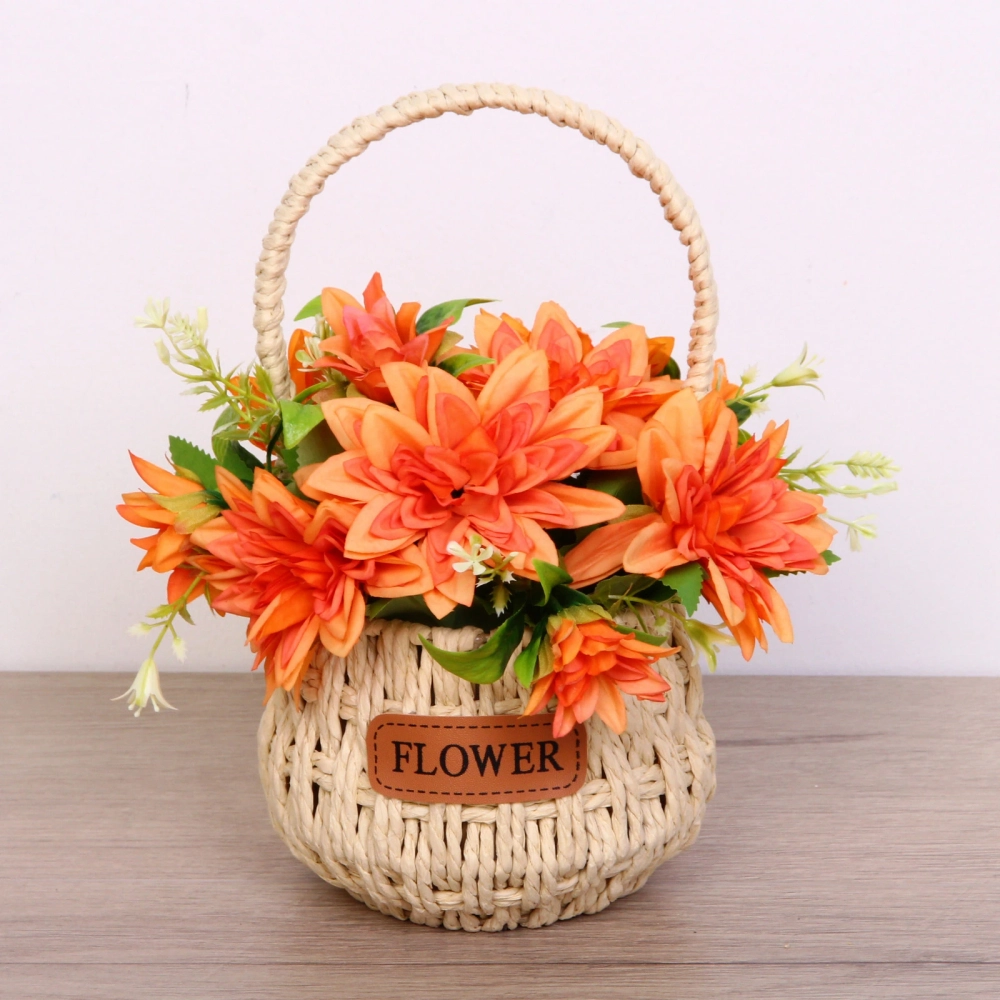 Цветочная композиция «Весенняя мелодия» 13*26см в корзинке оранжевый цвет