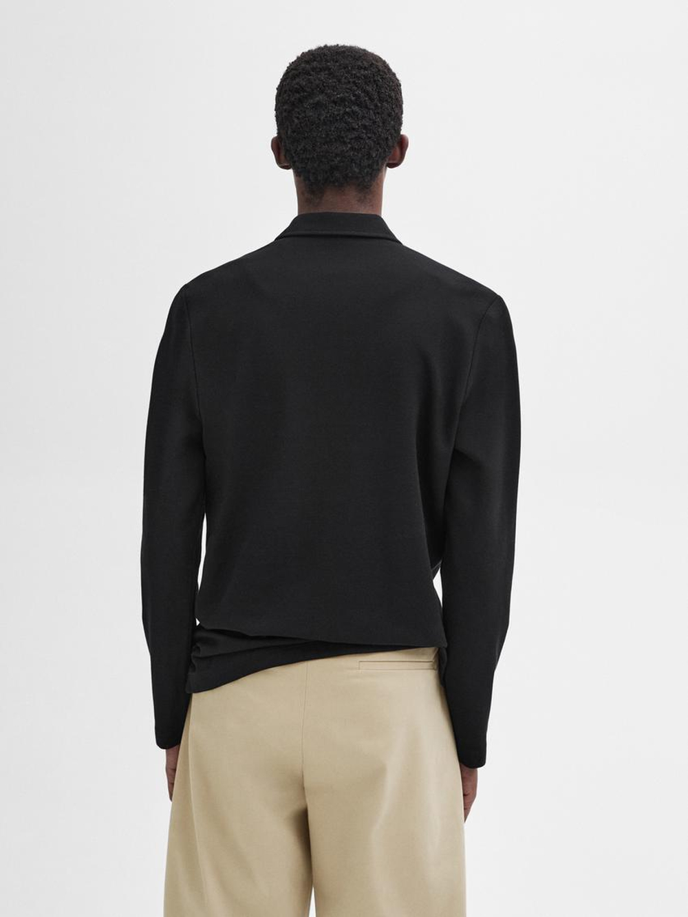 Massimo Dutti Поло с пуговицами, черный