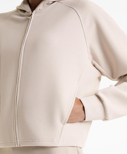 Oysho Толстовка с капюшоном в рубчик, бежевый