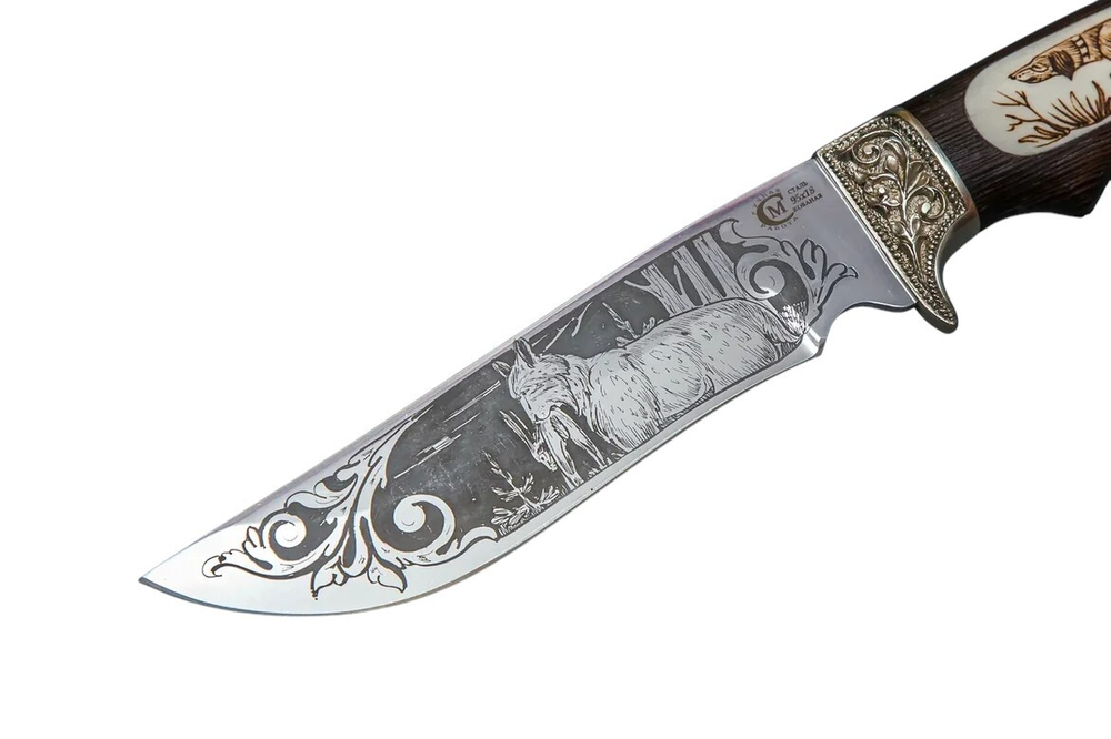 Нож кузница Семина Галеон кованый 95x18 венге, литье, кость, гравировка